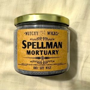 100% soy candle 12oz  Witchy Wicks Spellman Mortuary